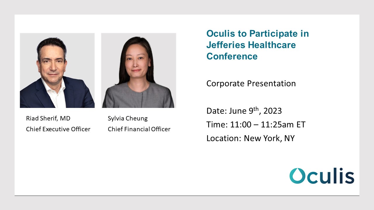Oculis to Participate in Jefferies Healthcare Conference